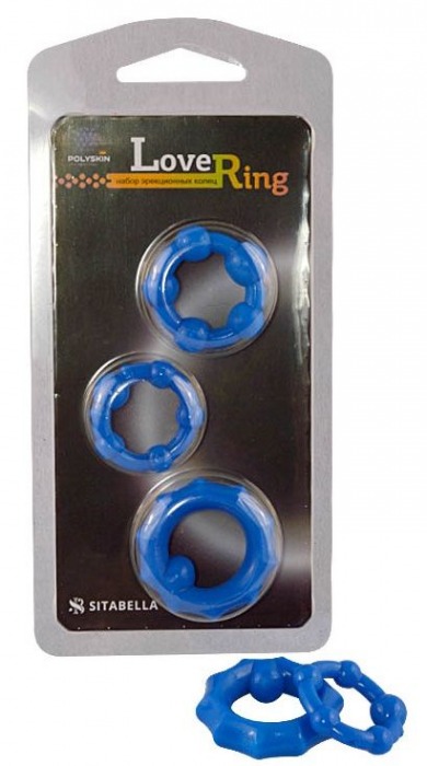 Набор из 3 синих рельефных эрекционных колец - Sitabella - во Владикавказе купить с доставкой