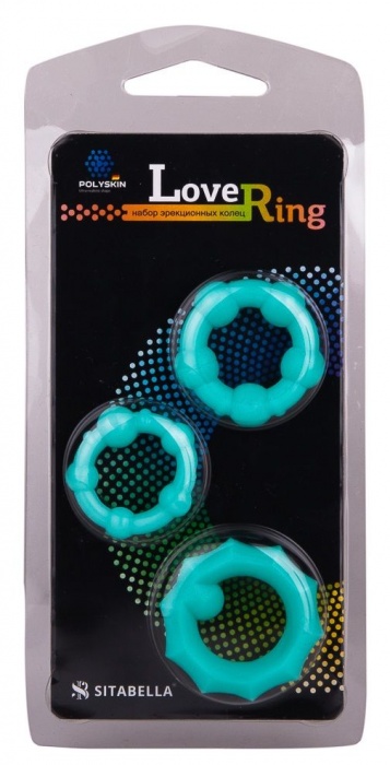 Набор из 3 бирюзовых рельефных эрекционных колец - Sitabella - во Владикавказе купить с доставкой