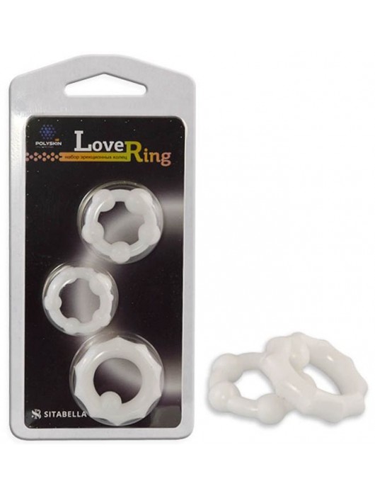 Набор из 3 белых рельефных эрекционных колец - Sitabella - во Владикавказе купить с доставкой