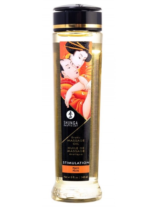 Массажное масло для тела с ароматом персика Stimulation - 240 мл. - Shunga - купить с доставкой во Владикавказе