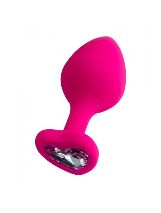Розовая анальная втулка Diamond Heart с прозрачным кристаллом - 8 см. - ToyFa - купить с доставкой во Владикавказе