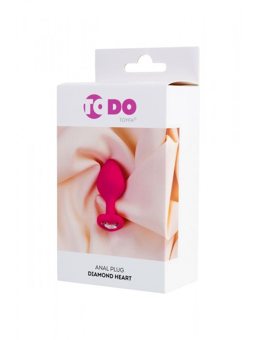 Розовая анальная втулка Diamond Heart с прозрачным кристаллом - 8 см. - ToyFa - купить с доставкой во Владикавказе