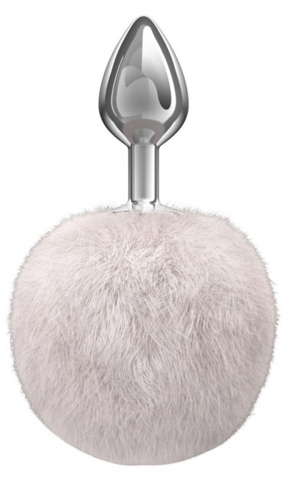 Серебристая анальная пробка с белым пушистым хвостиком Twinkle - Lola Games - купить с доставкой во Владикавказе