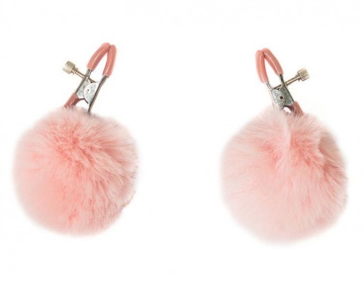 Зажимы на соски Angelic с розовыми меховыми шариками - Lola Games - купить с доставкой во Владикавказе
