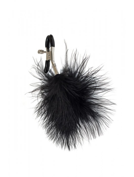 Зажимы на соски с черным пухом Euphoric - Lola Games - купить с доставкой во Владикавказе