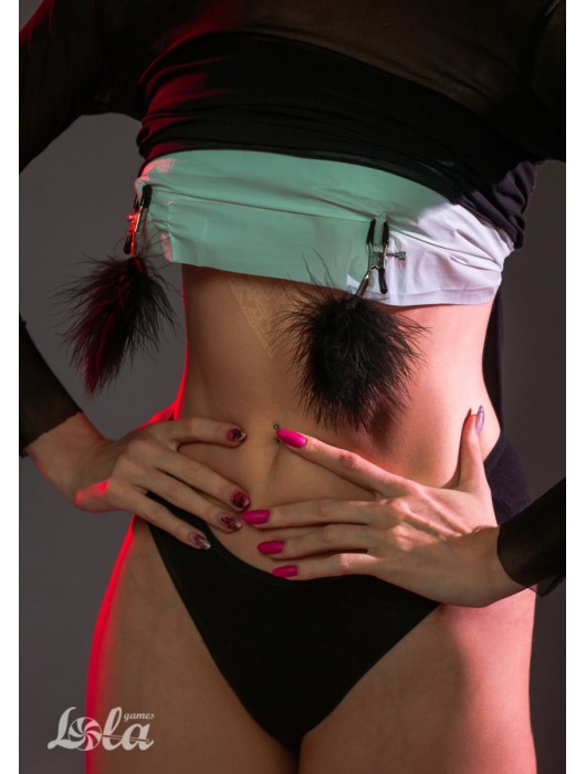 Зажимы на соски с черным пухом Euphoric - Lola Games - купить с доставкой во Владикавказе