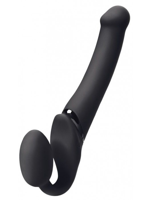 Черный безремневой вибрострапон Silicone Bendable Strap-On M - Strap-on-me - купить с доставкой во Владикавказе