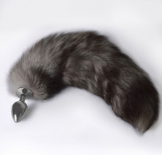 Серебристая коническая анальная пробка с пушистым хвостиком - Sitabella - купить с доставкой во Владикавказе