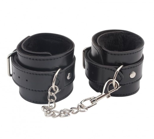 Черные оковы на ноги Obey Me Leather Ankle Cuffs - Chisa - купить с доставкой во Владикавказе