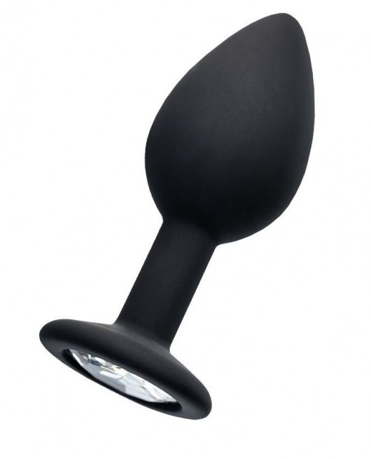 Черная анальная втулка с прозрачным стразом - 7,2 см. - POPO Pleasure - купить с доставкой во Владикавказе