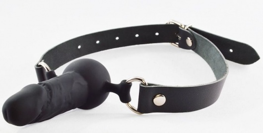 Черный кляп-шар с фаллосом на регулируемых ремешках - Sitabella - купить с доставкой во Владикавказе