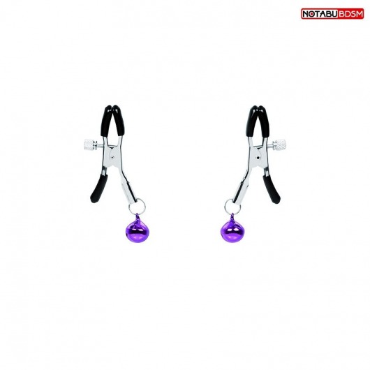 Оригинальные зажимы на соски с фиолетовыми шариками - Notabu - купить с доставкой во Владикавказе