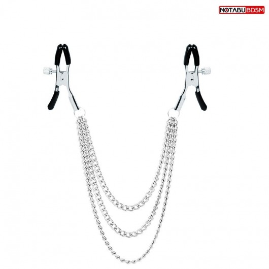 Оригинальные зажимы на соски с тройной цепочкой - Notabu - купить с доставкой во Владикавказе