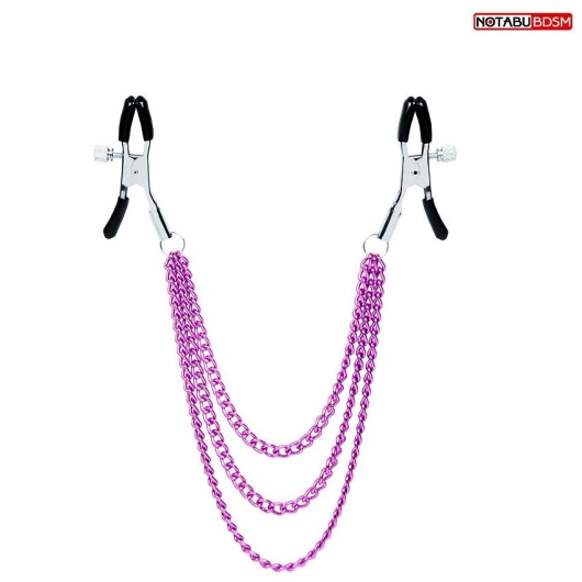Оригинальные зажимы на соски с тройной розовой цепочкой - Notabu - купить с доставкой во Владикавказе