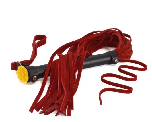 Красная многохвостая плеть с розой на рукояти - 60 см. - Sitabella - купить с доставкой во Владикавказе