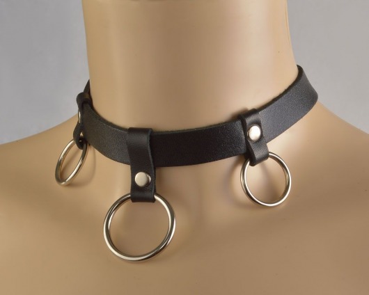 Черный чокер  Соло  с 3 кольцами - Sitabella - купить с доставкой во Владикавказе