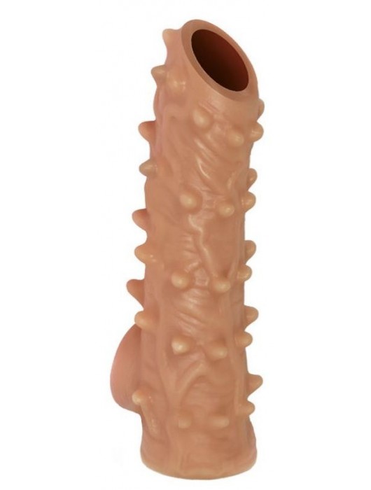 Телесная насадка с шипами и открытой головкой Nude Sleeve M - 12 см. - KOKOS - во Владикавказе купить с доставкой