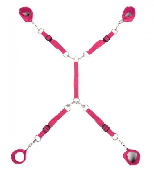 Ярко-розовый набор фиксаций на кровати Classic Bed Spreader - Lux Fetish - купить с доставкой во Владикавказе