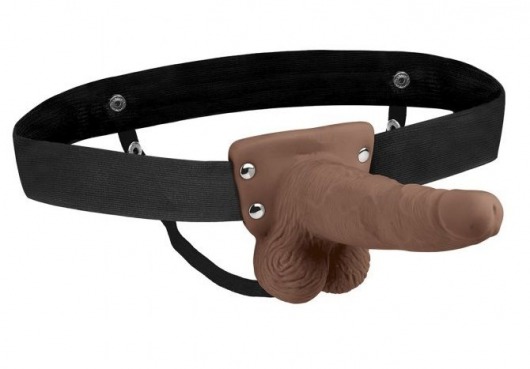 Коричневый перезаряжаемый вибрострапон - 18 см. - Lux Fetish - купить с доставкой во Владикавказе