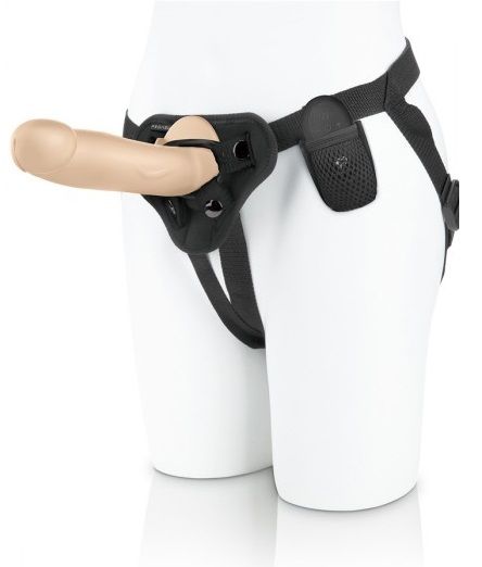 Телесный вибратор на трусиках с кольцом - 18 см. - Pegasus - купить с доставкой во Владикавказе