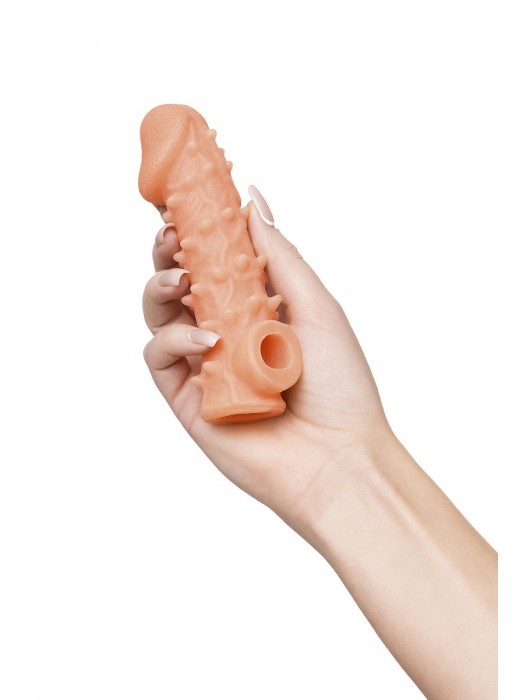 Телесная закрытая насадка с пупырышками Cock Sleeve Size S - 13,8 см. - KOKOS - во Владикавказе купить с доставкой