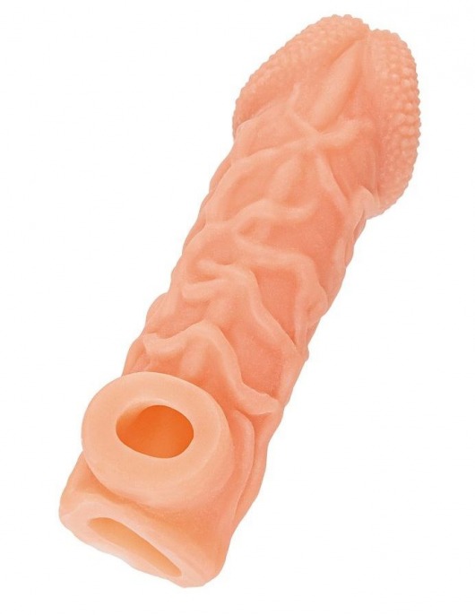 Телесная закрытая насадка с венками Cock Sleeve Size S - 13,8 см. - KOKOS - во Владикавказе купить с доставкой