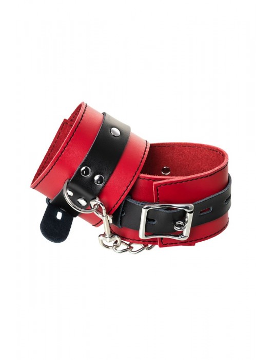 Красно-черные оковы на ноги из кожи - ToyFa - купить с доставкой во Владикавказе