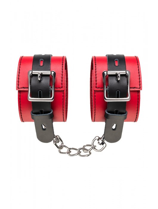 Красно-черные оковы на ноги из кожи - ToyFa - купить с доставкой во Владикавказе
