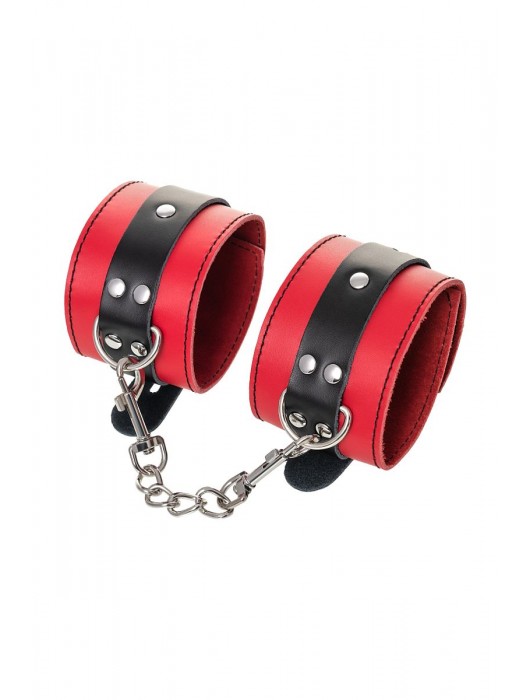 Красно-черные оковы на ноги из кожи - ToyFa - купить с доставкой во Владикавказе