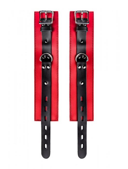 Красно-черные оковы на ноги из кожи - ToyFa - купить с доставкой во Владикавказе