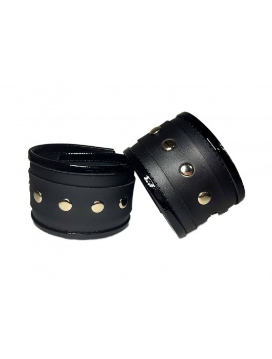 Черные наручники из эко-кожи - БДСМ Арсенал - купить с доставкой во Владикавказе