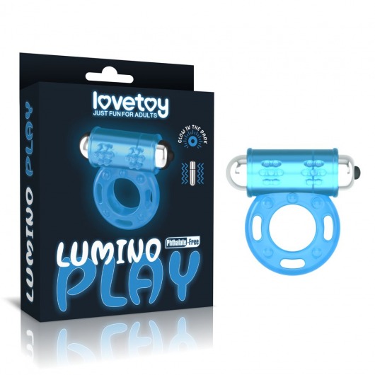 Голубое, светящееся в темноте эрекционное виброкольцо Lumino Play Vibrating Penis Ring - Lovetoy - во Владикавказе купить с доставкой