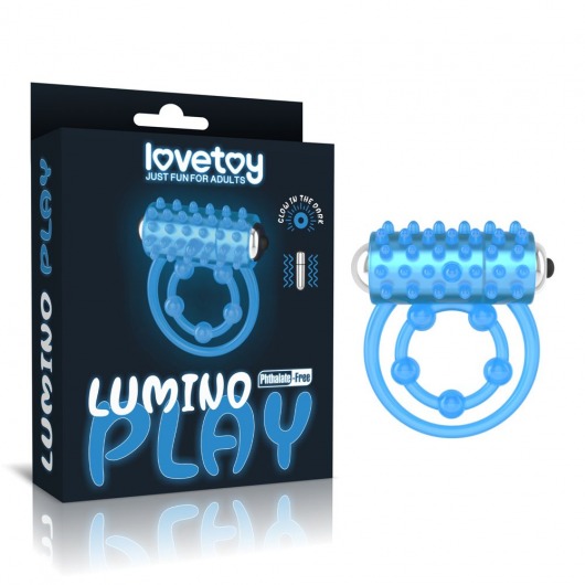 Голубое, светящееся в темноте виброкольцо Lumino Play Vibrating Penis Ring - Lovetoy - во Владикавказе купить с доставкой