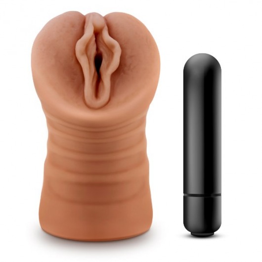 Мастурбатор-вагина цвета карамели Sofia с вибрацией - Blush Novelties - во Владикавказе купить с доставкой