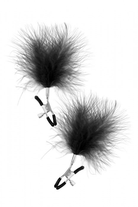 Зажимы на соски с черными пуховыми кисточками Sweet Caress Feather Nipple Clumps - Sweet Caress - купить с доставкой во Владикавказе