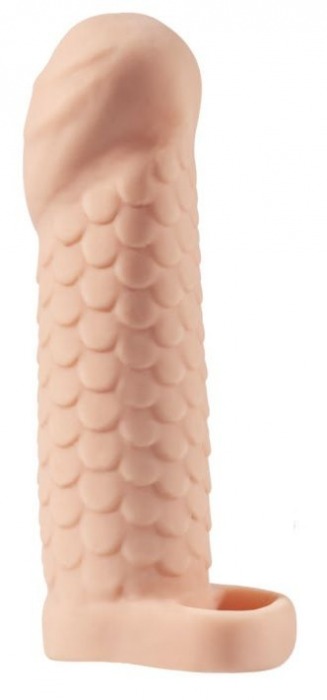 Телесная рельефная насадка-удлинитель KLEON с подхватом - 15 см. - Sitabella - во Владикавказе купить с доставкой