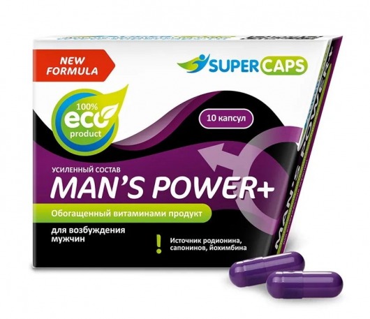 Возбуждающее средство для мужчин Mans Power plus - 10 капсул (0,35 гр.) +1 в подарок - SuperCaps - купить с доставкой во Владикавказе