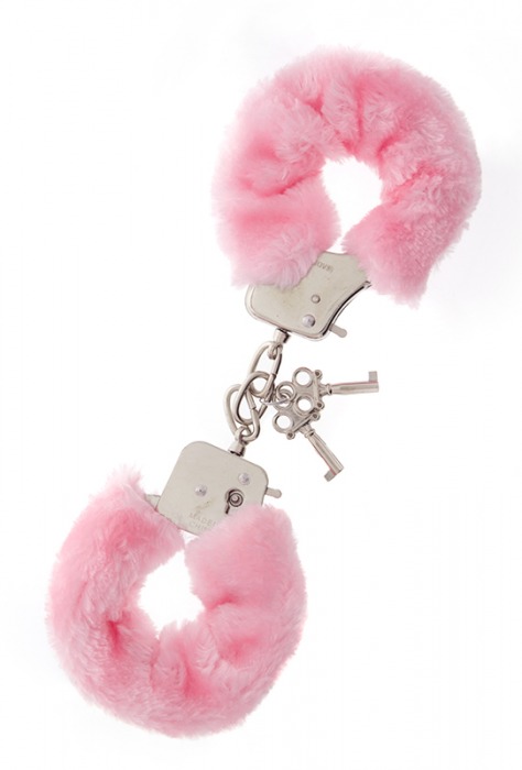 Металлические наручники с розовой меховой опушкой METAL HANDCUFF WITH PLUSH PINK - Dream Toys - купить с доставкой во Владикавказе