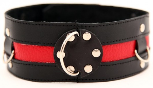 Чёрный ошейник с красной полосой - БДСМ Арсенал - купить с доставкой во Владикавказе