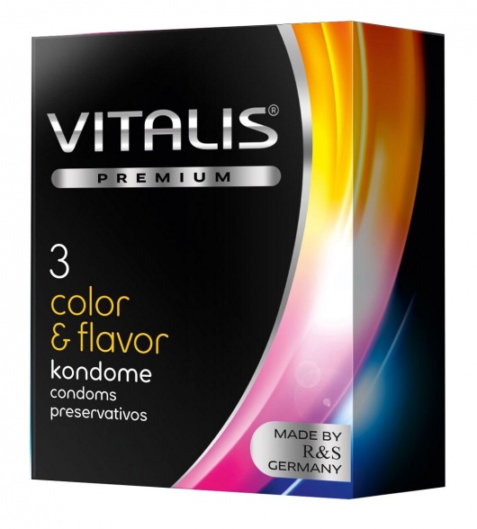 Цветные ароматизированные презервативы VITALIS PREMIUM color   flavor - 3 шт. - Vitalis - купить с доставкой во Владикавказе