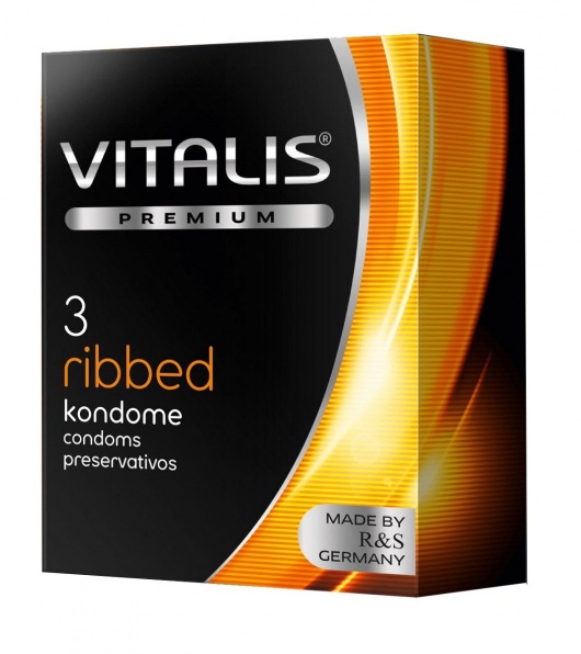 Ребристые презервативы VITALIS PREMIUM ribbed - 3 шт. - Vitalis - купить с доставкой во Владикавказе