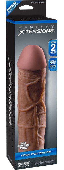 Коричневая насадка Mega 2  Extension - 20,3 см. - Pipedream - во Владикавказе купить с доставкой