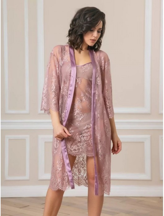 Соблазнительный кружевной пеньюар с поясом - Felisse купить с доставкой