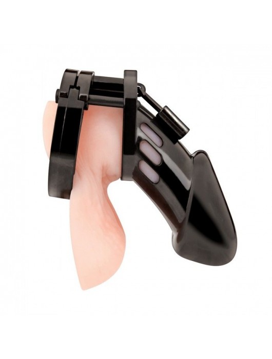 Черная акриловая клетка целомудрия для члена с замком - BlueLine - купить с доставкой во Владикавказе