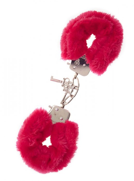 Металлические наручники с красной меховой опушкой METAL HANDCUFF WITH PLUSH RED - Dream Toys - купить с доставкой во Владикавказе