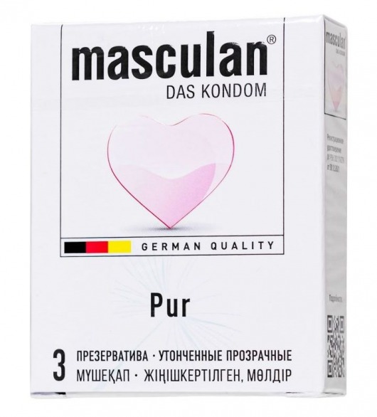 Супертонкие презервативы Masculan Pur - 3 шт. - Masculan - купить с доставкой во Владикавказе