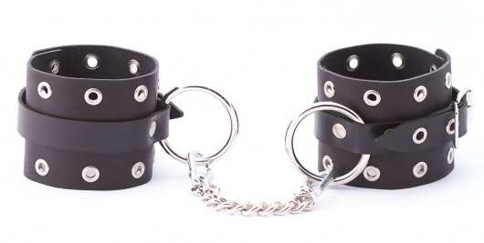 Черные кожаные оковы с люверсами - Crazy Handmade - купить с доставкой во Владикавказе