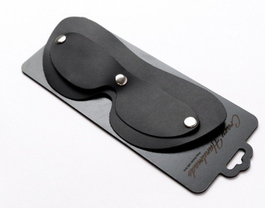 Черная кожаная маска на глаза со съемной шторкой - Crazy Handmade - купить с доставкой во Владикавказе