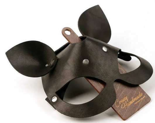 Черная кожаная маска  Кошка  с маленькими ушками - Crazy Handmade - купить с доставкой во Владикавказе