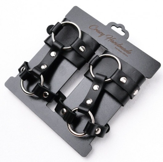 Черные наручники с креплением на кисть руки - Crazy Handmade - купить с доставкой во Владикавказе